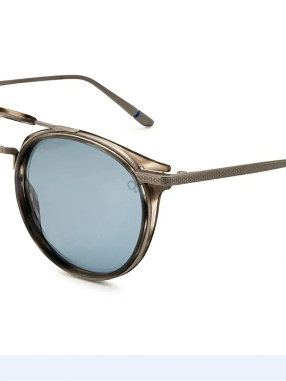 Men's Round Metal-Bridge Sunglasses in Blue Gradient